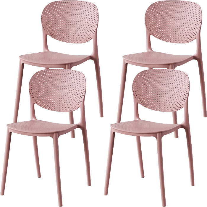 Contemporary Style Open Back Plastic Home Use Dining Side Chair Pink 4 Piece Set Clearhalo 'Dining Chairs' 'Dining Tables & Seating' 'dining_chair' 'furn' 'furn_dining_chair' 'Furniture' 'Kitchen & Dining Furniture' 7686395