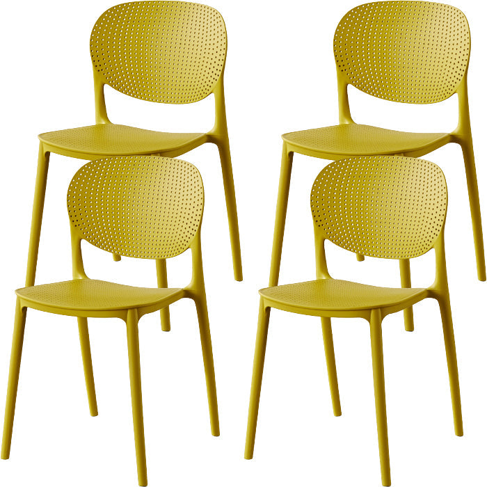 Contemporary Style Open Back Plastic Home Use Dining Side Chair Yellow 4 Piece Set Clearhalo 'Dining Chairs' 'Dining Tables & Seating' 'dining_chair' 'furn' 'furn_dining_chair' 'Furniture' 'Kitchen & Dining Furniture' 7686397