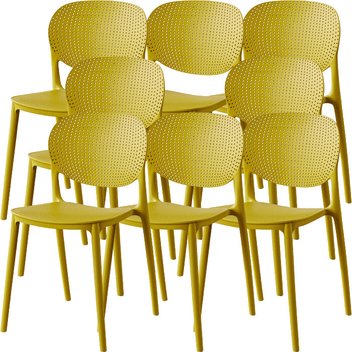 Contemporary Style Open Back Plastic Home Use Dining Side Chair Yellow 8 Piece Set Clearhalo 'Dining Chairs' 'Dining Tables & Seating' 'dining_chair' 'furn' 'furn_dining_chair' 'Furniture' 'Kitchen & Dining Furniture' 7686398
