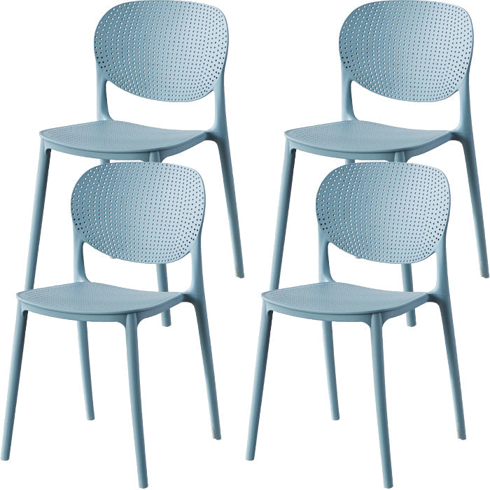Contemporary Style Open Back Plastic Home Use Dining Side Chair Light Blue 4 Piece Set Clearhalo 'Dining Chairs' 'Dining Tables & Seating' 'dining_chair' 'furn' 'furn_dining_chair' 'Furniture' 'Kitchen & Dining Furniture' 7686399