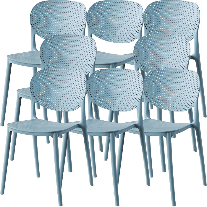 Contemporary Style Open Back Plastic Home Use Dining Side Chair Light Blue 8 Piece Set Clearhalo 'Dining Chairs' 'Dining Tables & Seating' 'dining_chair' 'furn' 'furn_dining_chair' 'Furniture' 'Kitchen & Dining Furniture' 7686400