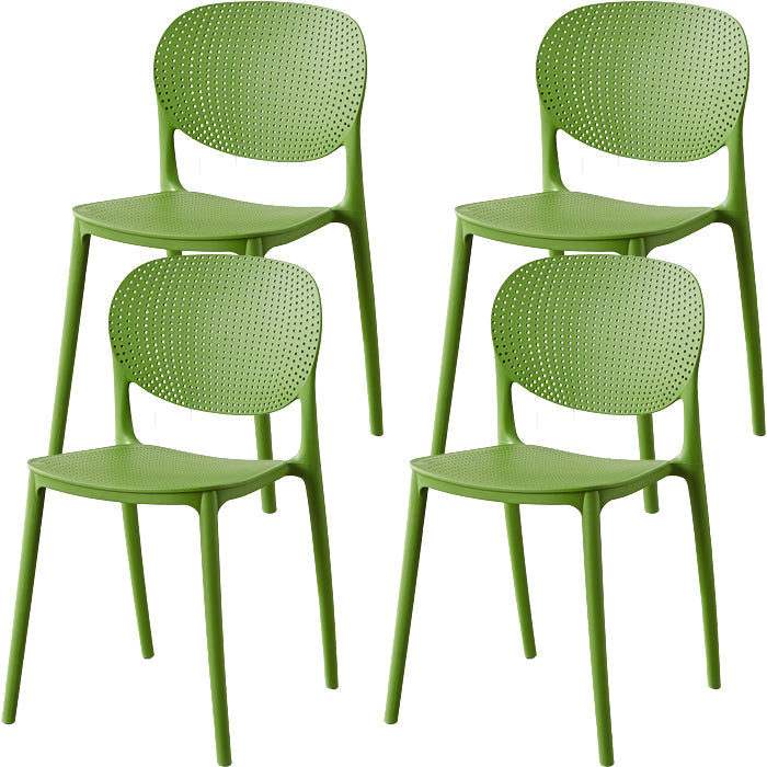 Contemporary Style Open Back Plastic Home Use Dining Side Chair Green 4 Piece Set Clearhalo 'Dining Chairs' 'Dining Tables & Seating' 'dining_chair' 'furn' 'furn_dining_chair' 'Furniture' 'Kitchen & Dining Furniture' 7686401