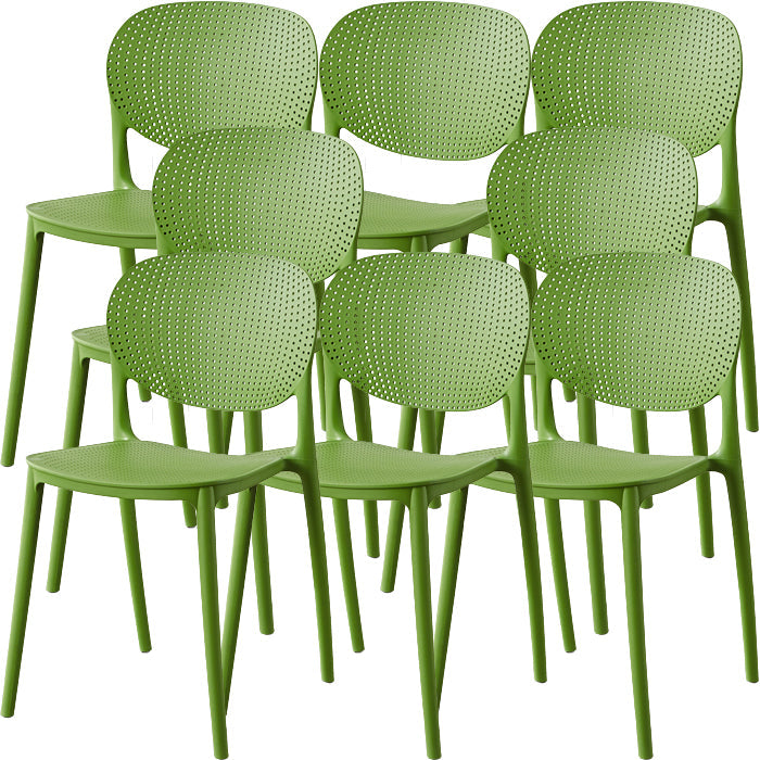 Contemporary Style Open Back Plastic Home Use Dining Side Chair Green 8 Piece Set Clearhalo 'Dining Chairs' 'Dining Tables & Seating' 'dining_chair' 'furn' 'furn_dining_chair' 'Furniture' 'Kitchen & Dining Furniture' 7686402