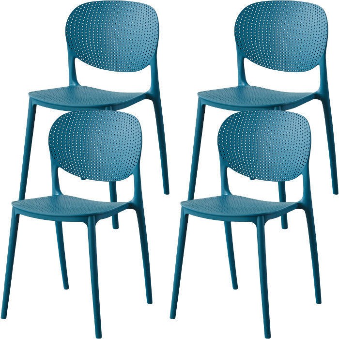 Contemporary Style Open Back Plastic Home Use Dining Side Chair Dark Blue 4 Piece Set Clearhalo 'Dining Chairs' 'Dining Tables & Seating' 'dining_chair' 'furn' 'furn_dining_chair' 'Furniture' 'Kitchen & Dining Furniture' 7686403