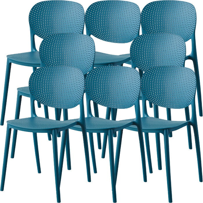 Contemporary Style Open Back Plastic Home Use Dining Side Chair Dark Blue 8 Piece Set Clearhalo 'Dining Chairs' 'Dining Tables & Seating' 'dining_chair' 'furn' 'furn_dining_chair' 'Furniture' 'Kitchen & Dining Furniture' 7686404