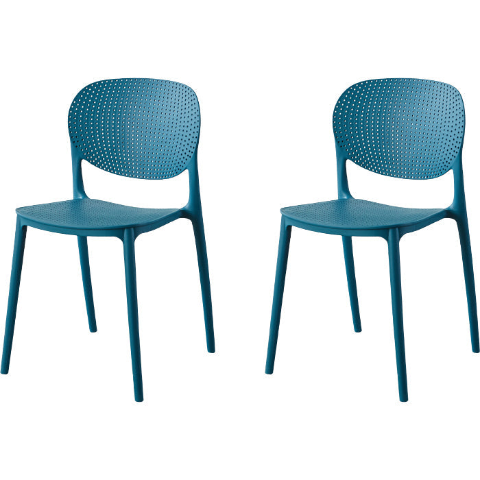 Contemporary Style Open Back Plastic Home Use Dining Side Chair Dark Blue 2 Piece Set Clearhalo 'Dining Chairs' 'Dining Tables & Seating' 'dining_chair' 'furn' 'furn_dining_chair' 'Furniture' 'Kitchen & Dining Furniture' 7686405