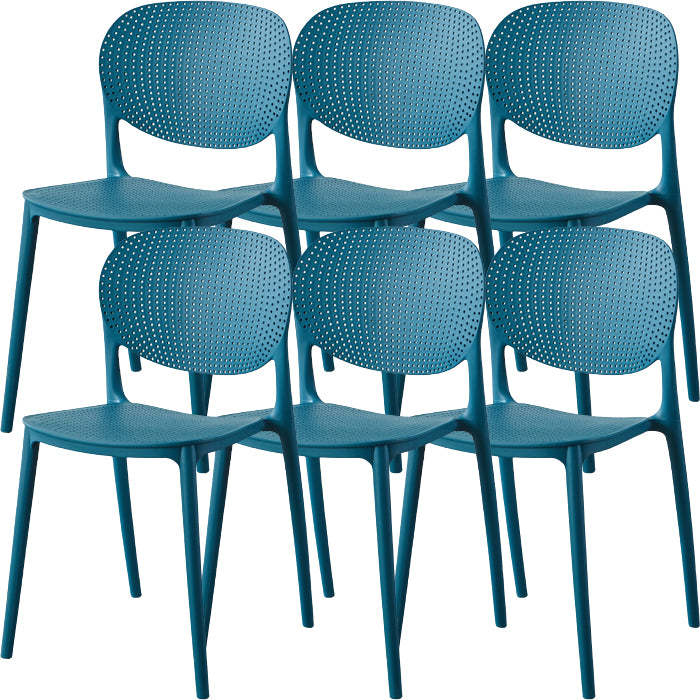 Contemporary Style Open Back Plastic Home Use Dining Side Chair Dark Blue 6 Piece Set Clearhalo 'Dining Chairs' 'Dining Tables & Seating' 'dining_chair' 'furn' 'furn_dining_chair' 'Furniture' 'Kitchen & Dining Furniture' 7686406