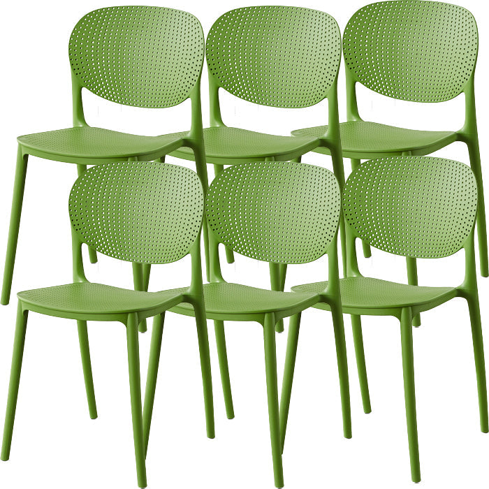Contemporary Style Open Back Plastic Home Use Dining Side Chair Green 6 Piece Set Clearhalo 'Dining Chairs' 'Dining Tables & Seating' 'dining_chair' 'furn' 'furn_dining_chair' 'Furniture' 'Kitchen & Dining Furniture' 7686408