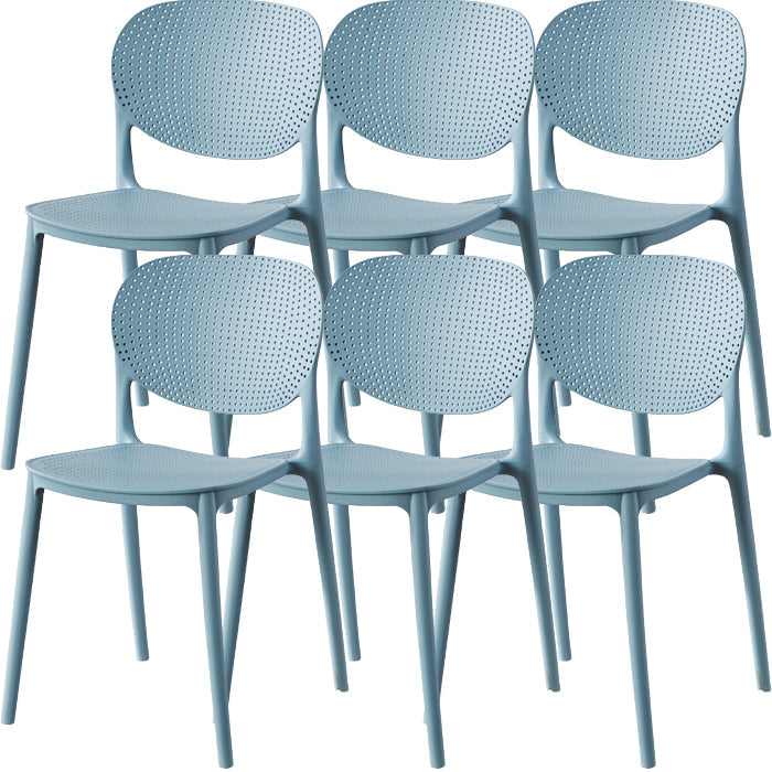 Contemporary Style Open Back Plastic Home Use Dining Side Chair Light Blue 6 Piece Set Clearhalo 'Dining Chairs' 'Dining Tables & Seating' 'dining_chair' 'furn' 'furn_dining_chair' 'Furniture' 'Kitchen & Dining Furniture' 7686410