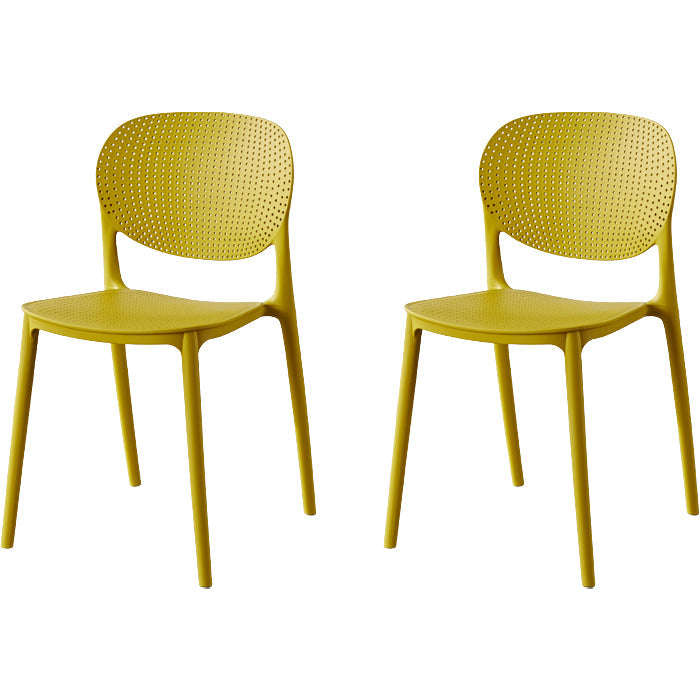 Contemporary Style Open Back Plastic Home Use Dining Side Chair Yellow 2 Piece Set Clearhalo 'Dining Chairs' 'Dining Tables & Seating' 'dining_chair' 'furn' 'furn_dining_chair' 'Furniture' 'Kitchen & Dining Furniture' 7686411