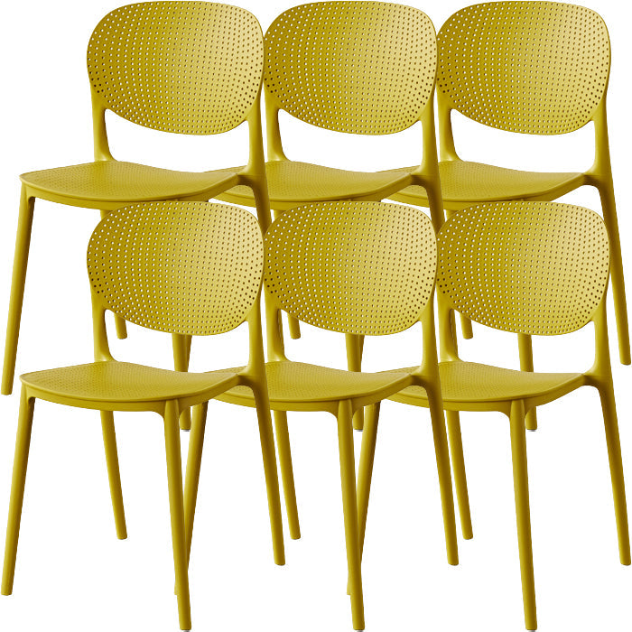 Contemporary Style Open Back Plastic Home Use Dining Side Chair Yellow 6 Piece Set Clearhalo 'Dining Chairs' 'Dining Tables & Seating' 'dining_chair' 'furn' 'furn_dining_chair' 'Furniture' 'Kitchen & Dining Furniture' 7686412