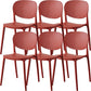Contemporary Style Open Back Plastic Home Use Dining Side Chair Red 6 Piece Set Clearhalo 'Dining Chairs' 'Dining Tables & Seating' 'dining_chair' 'furn' 'furn_dining_chair' 'Furniture' 'Kitchen & Dining Furniture' 7686416