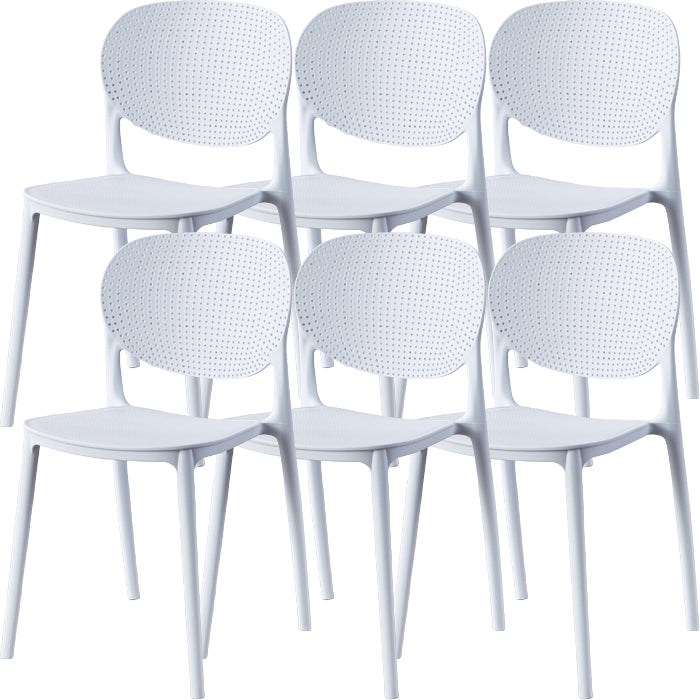 Contemporary Style Open Back Plastic Home Use Dining Side Chair White 6 Piece Set Clearhalo 'Dining Chairs' 'Dining Tables & Seating' 'dining_chair' 'furn' 'furn_dining_chair' 'Furniture' 'Kitchen & Dining Furniture' 7686418