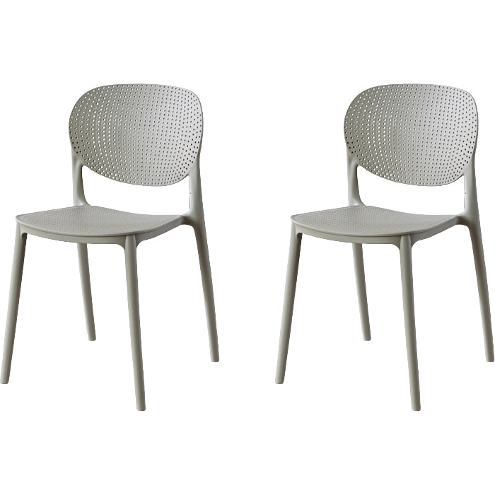 Contemporary Style Open Back Plastic Home Use Dining Side Chair Light Gray 2 Piece Set Clearhalo 'Dining Chairs' 'Dining Tables & Seating' 'dining_chair' 'furn' 'furn_dining_chair' 'Furniture' 'Kitchen & Dining Furniture' 7686419