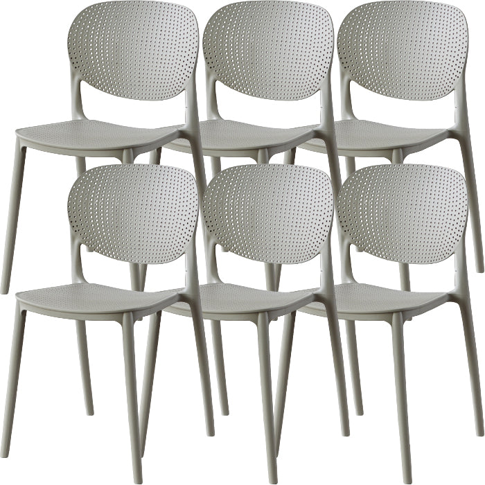 Contemporary Style Open Back Plastic Home Use Dining Side Chair Light Gray 6 Piece Set Clearhalo 'Dining Chairs' 'Dining Tables & Seating' 'dining_chair' 'furn' 'furn_dining_chair' 'Furniture' 'Kitchen & Dining Furniture' 7686420