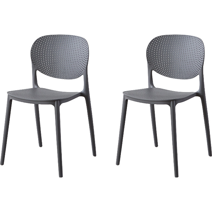 Contemporary Style Open Back Plastic Home Use Dining Side Chair Grey 2 Piece Set Clearhalo 'Dining Chairs' 'Dining Tables & Seating' 'dining_chair' 'furn' 'furn_dining_chair' 'Furniture' 'Kitchen & Dining Furniture' 7686421