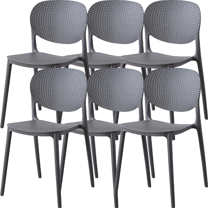 Contemporary Style Open Back Plastic Home Use Dining Side Chair Grey 6 Piece Set Clearhalo 'Dining Chairs' 'Dining Tables & Seating' 'dining_chair' 'furn' 'furn_dining_chair' 'Furniture' 'Kitchen & Dining Furniture' 7686422
