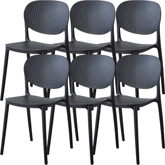 Contemporary Style Open Back Plastic Home Use Dining Side Chair Black 6 Piece Set Clearhalo 'Dining Chairs' 'Dining Tables & Seating' 'dining_chair' 'furn' 'furn_dining_chair' 'Furniture' 'Kitchen & Dining Furniture' 7686424