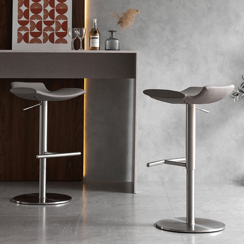 Contemporary Adjustable Backless Counter High Stool with Leather Cushion Clearhalo 'Bar Furniture' 'Bar Stools' 'bar_stools' 'furn' 'furn_bar_stools' 'Furniture' 'Kitchen & Dining Furniture' 7686426