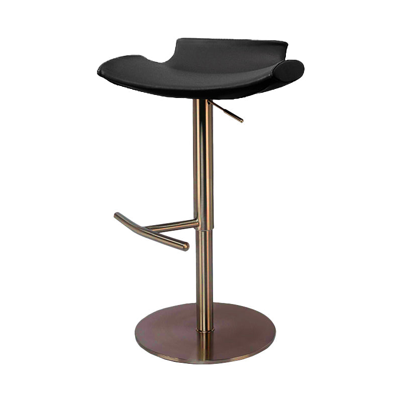Contemporary Adjustable Backless Counter High Stool with Leather Cushion Gold Black 1 Piece Clearhalo 'Bar Furniture' 'Bar Stools' 'bar_stools' 'furn' 'furn_bar_stools' 'Furniture' 'Kitchen & Dining Furniture' 7686427