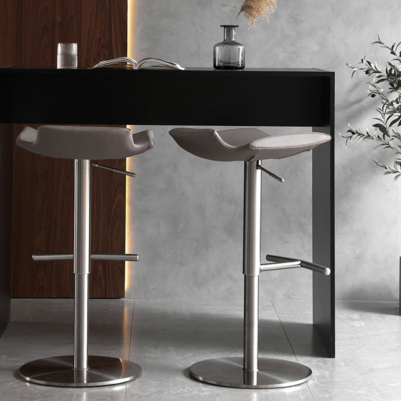Contemporary Adjustable Backless Counter High Stool with Leather Cushion Clearhalo 'Bar Furniture' 'Bar Stools' 'bar_stools' 'furn' 'furn_bar_stools' 'Furniture' 'Kitchen & Dining Furniture' 7686428