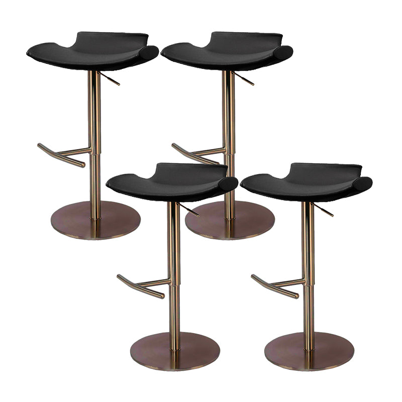 Contemporary Adjustable Backless Counter High Stool with Leather Cushion Gold Black 4 Piece Set Clearhalo 'Bar Furniture' 'Bar Stools' 'bar_stools' 'furn' 'furn_bar_stools' 'Furniture' 'Kitchen & Dining Furniture' 7686431