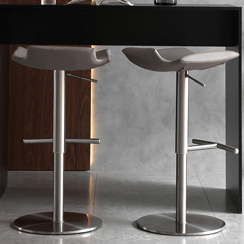 Contemporary Adjustable Backless Counter High Stool with Leather Cushion Clearhalo 'Bar Furniture' 'Bar Stools' 'bar_stools' 'furn' 'furn_bar_stools' 'Furniture' 'Kitchen & Dining Furniture' 7686432