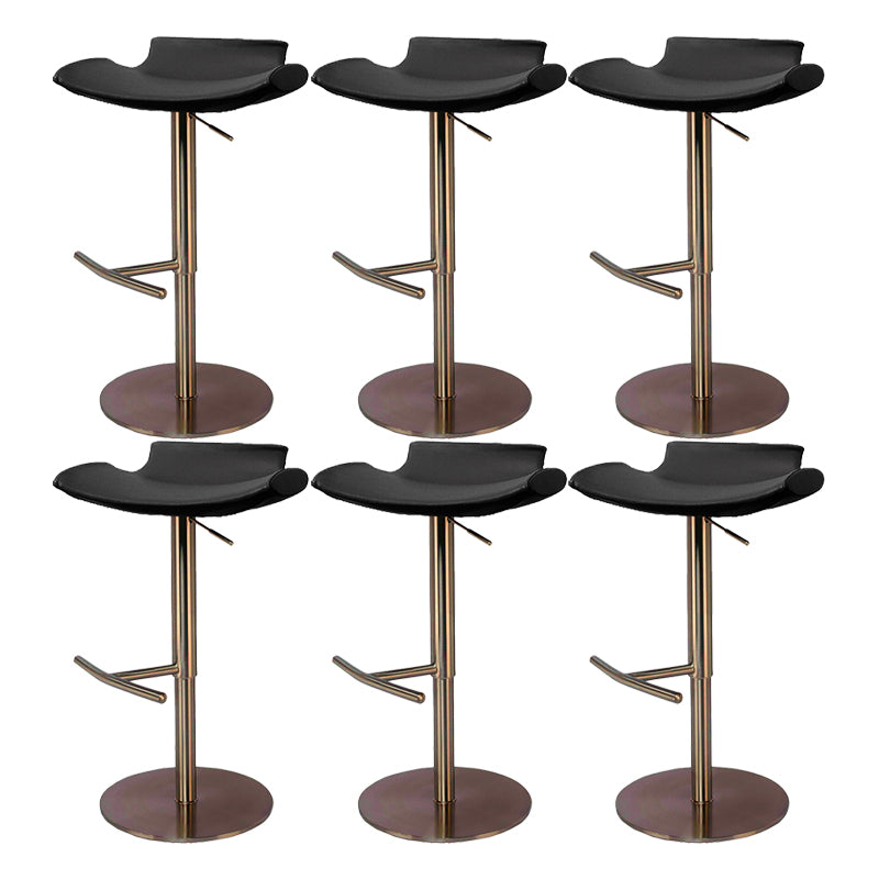 Contemporary Adjustable Backless Counter High Stool with Leather Cushion Gold Black 6 Piece Set Clearhalo 'Bar Furniture' 'Bar Stools' 'bar_stools' 'furn' 'furn_bar_stools' 'Furniture' 'Kitchen & Dining Furniture' 7686433