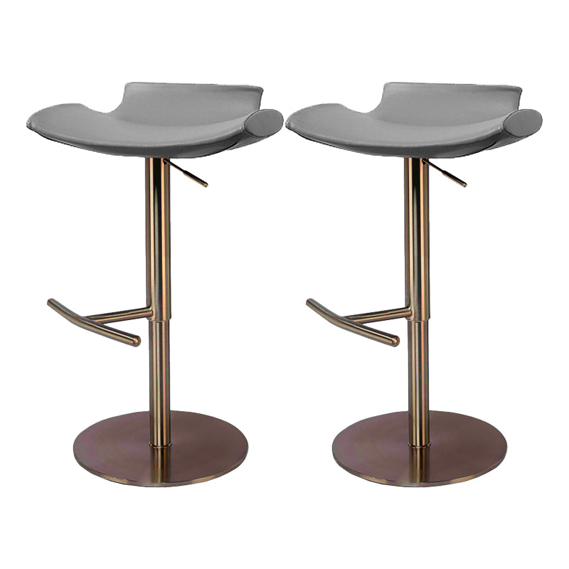 Contemporary Adjustable Backless Counter High Stool with Leather Cushion Gold Gray 2 Piece Set Clearhalo 'Bar Furniture' 'Bar Stools' 'bar_stools' 'furn' 'furn_bar_stools' 'Furniture' 'Kitchen & Dining Furniture' 7686439