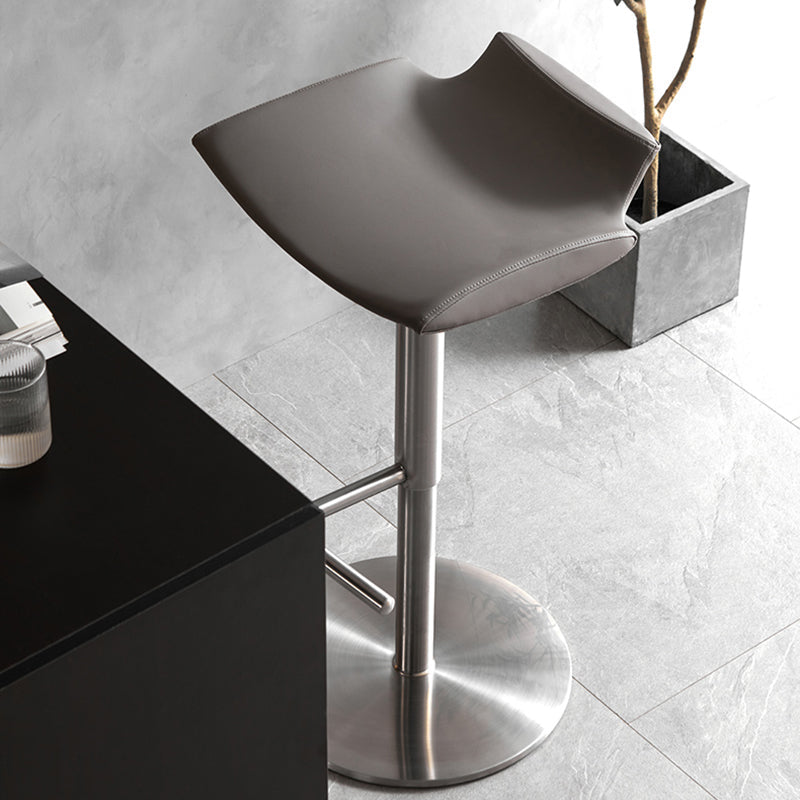 Contemporary Adjustable Backless Counter High Stool with Leather Cushion Clearhalo 'Bar Furniture' 'Bar Stools' 'bar_stools' 'furn' 'furn_bar_stools' 'Furniture' 'Kitchen & Dining Furniture' 7686440