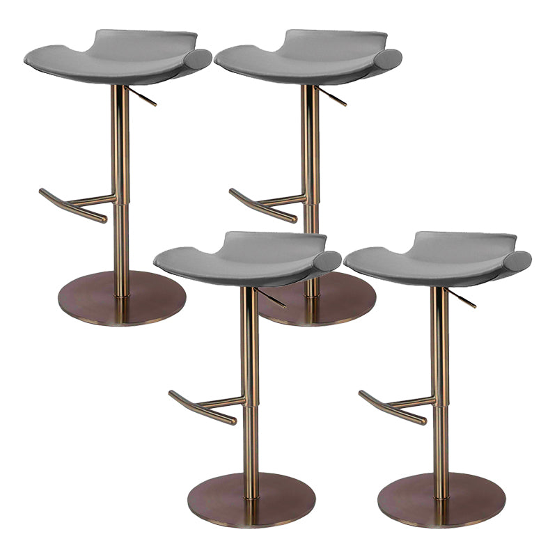 Contemporary Adjustable Backless Counter High Stool with Leather Cushion Gold Gray 4 Piece Set Clearhalo 'Bar Furniture' 'Bar Stools' 'bar_stools' 'furn' 'furn_bar_stools' 'Furniture' 'Kitchen & Dining Furniture' 7686441