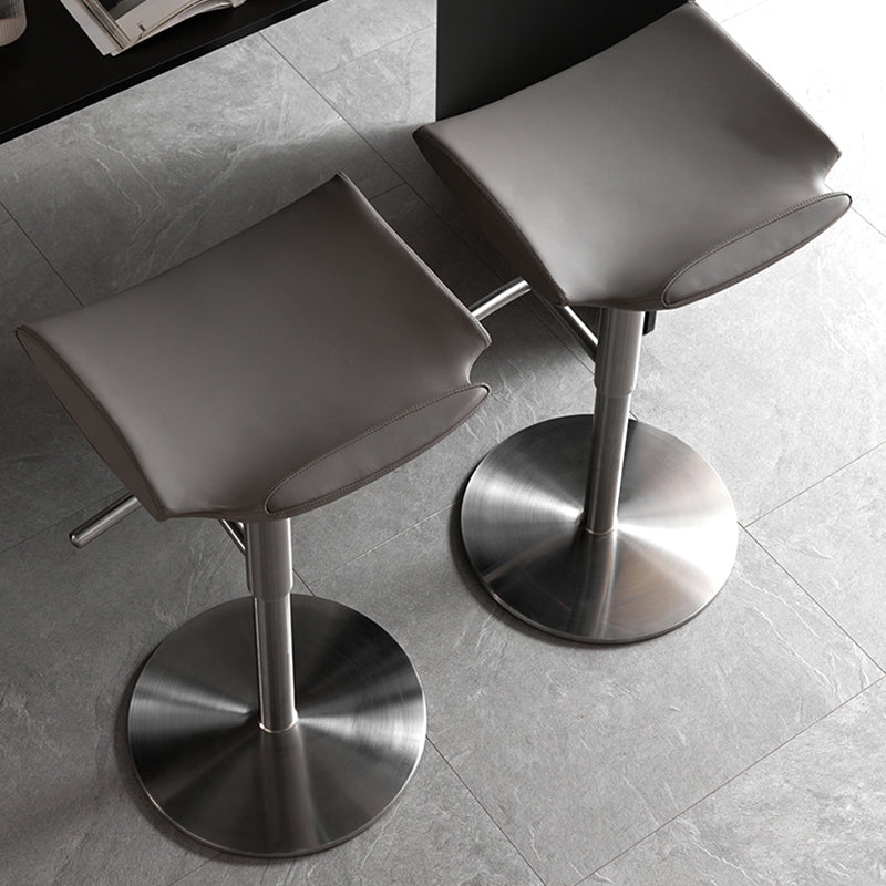 Contemporary Adjustable Backless Counter High Stool with Leather Cushion Clearhalo 'Bar Furniture' 'Bar Stools' 'bar_stools' 'furn' 'furn_bar_stools' 'Furniture' 'Kitchen & Dining Furniture' 7686442