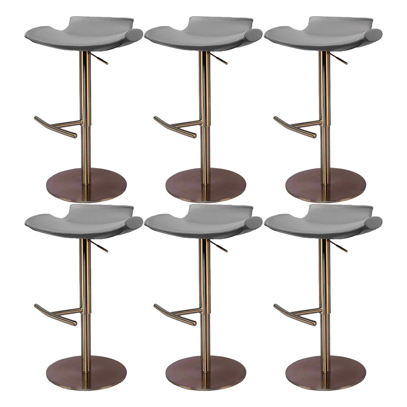 Contemporary Adjustable Backless Counter High Stool with Leather Cushion Gold Gray 6 Piece Set Clearhalo 'Bar Furniture' 'Bar Stools' 'bar_stools' 'furn' 'furn_bar_stools' 'Furniture' 'Kitchen & Dining Furniture' 7686443