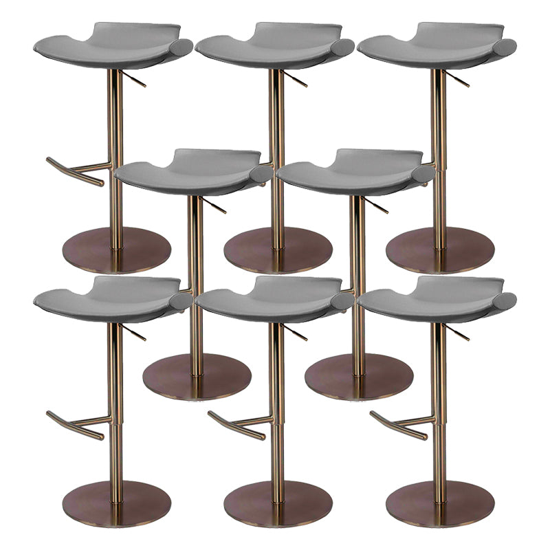 Contemporary Adjustable Backless Counter High Stool with Leather Cushion Gold Gray 8 Piece Set Clearhalo 'Bar Furniture' 'Bar Stools' 'bar_stools' 'furn' 'furn_bar_stools' 'Furniture' 'Kitchen & Dining Furniture' 7686444