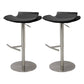 Contemporary Adjustable Backless Counter High Stool with Leather Cushion Silver Black 2 Piece Set Clearhalo 'Bar Furniture' 'Bar Stools' 'bar_stools' 'furn' 'furn_bar_stools' 'Furniture' 'Kitchen & Dining Furniture' 7686447