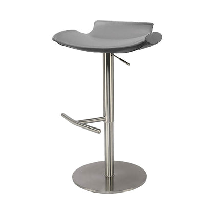 Contemporary Adjustable Backless Counter High Stool with Leather Cushion Silver Gray 1 Piece Clearhalo 'Bar Furniture' 'Bar Stools' 'bar_stools' 'furn' 'furn_bar_stools' 'Furniture' 'Kitchen & Dining Furniture' 7686451