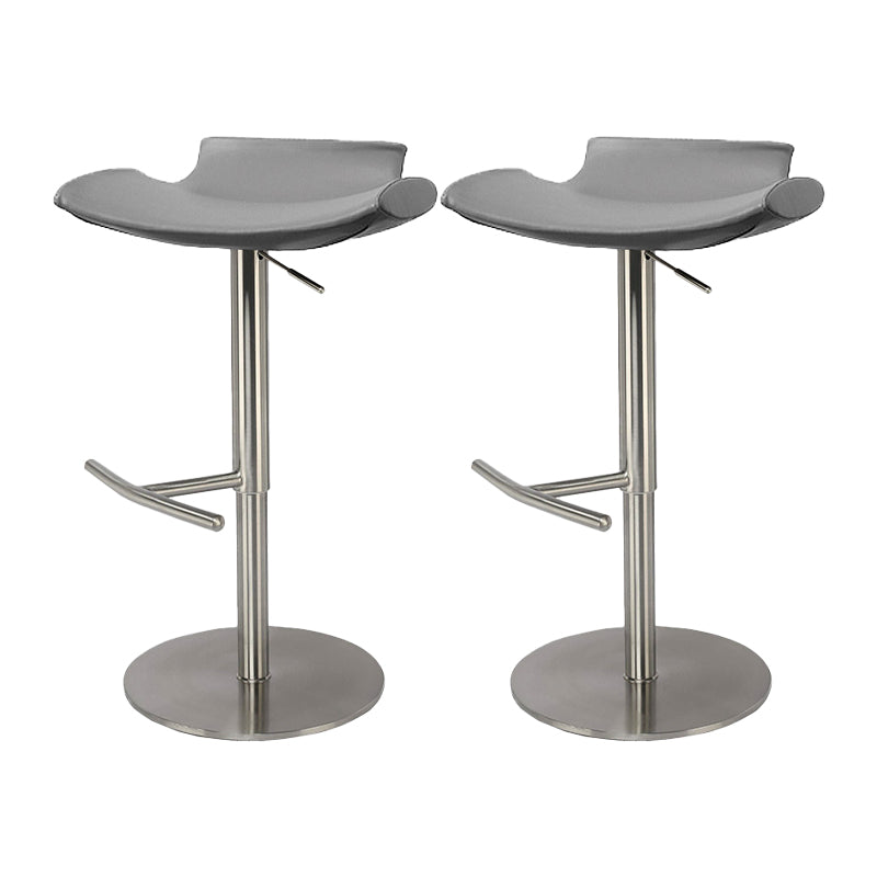 Contemporary Adjustable Backless Counter High Stool with Leather Cushion Silver Gray 2 Piece Set Clearhalo 'Bar Furniture' 'Bar Stools' 'bar_stools' 'furn' 'furn_bar_stools' 'Furniture' 'Kitchen & Dining Furniture' 7686452