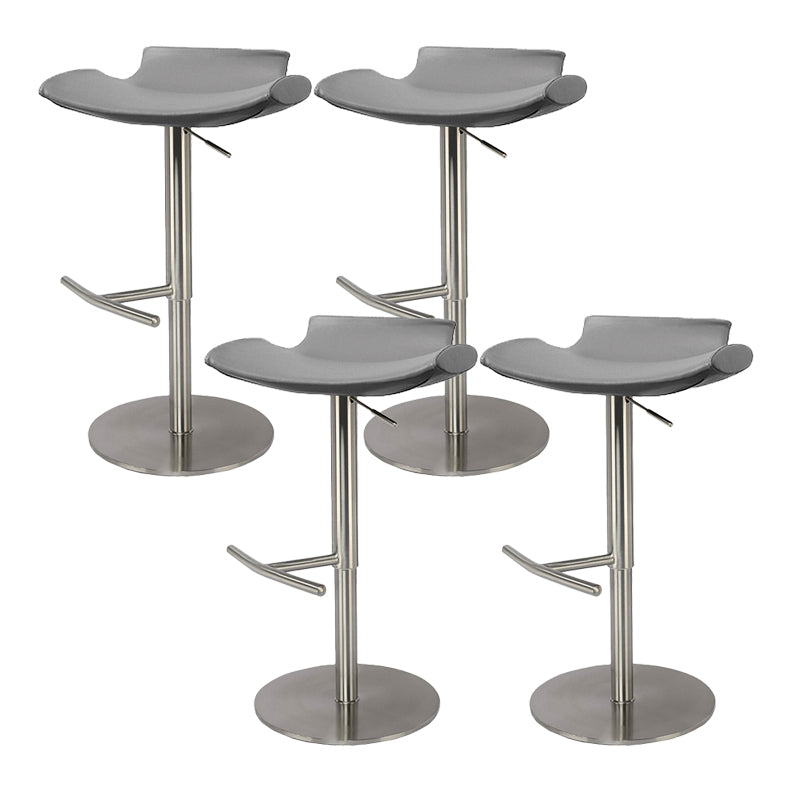 Contemporary Adjustable Backless Counter High Stool with Leather Cushion Silver Gray 4 Piece Set Clearhalo 'Bar Furniture' 'Bar Stools' 'bar_stools' 'furn' 'furn_bar_stools' 'Furniture' 'Kitchen & Dining Furniture' 7686453