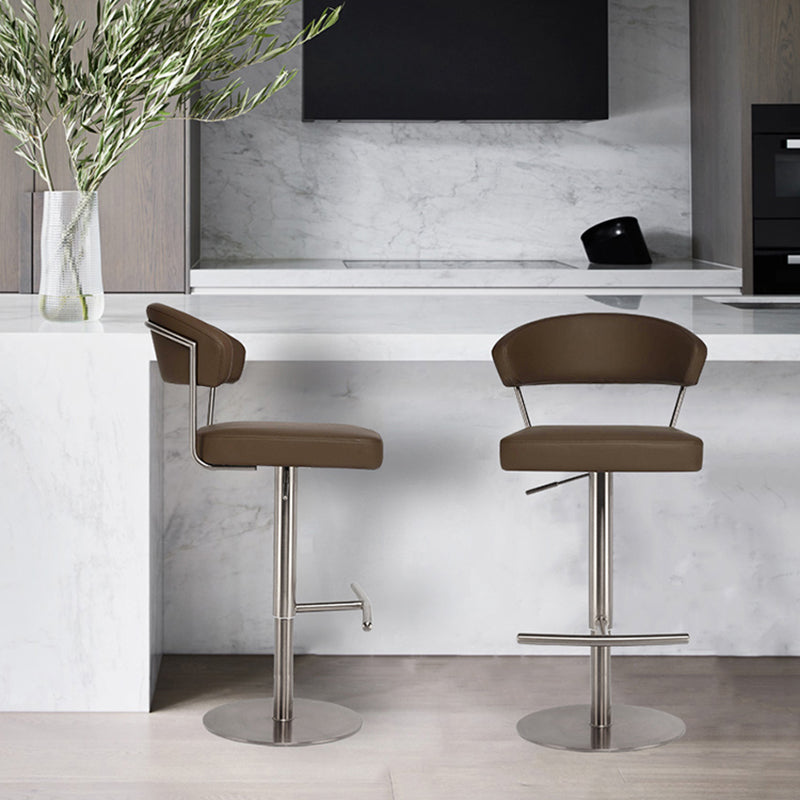 Sgabello alto sgabocale regolabile in stile moderno con cuscino in pelle