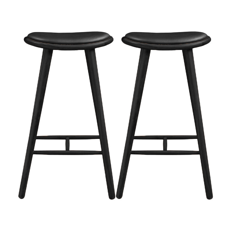 Taburete contemporáneo de la madera maciza sin espalda con cojín de cuero