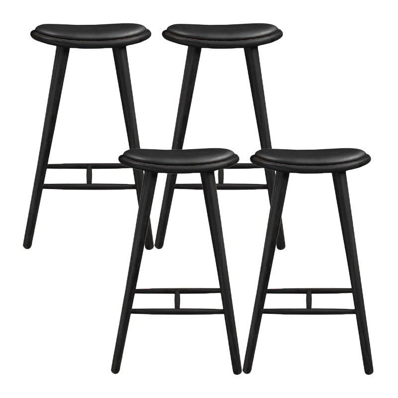 Taburete contemporáneo de la madera maciza sin espalda con cojín de cuero