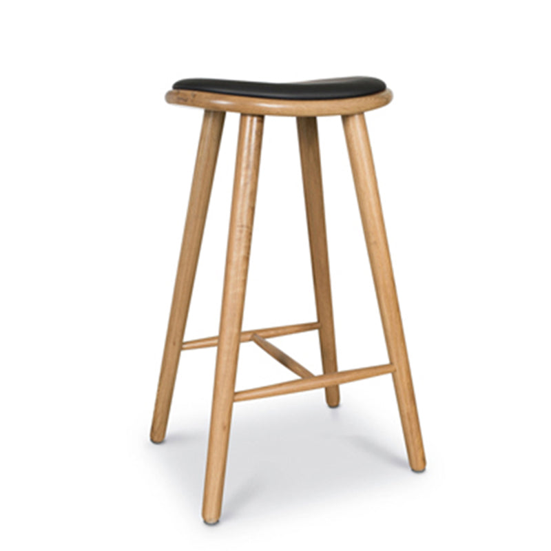 Taburete contemporáneo de la madera maciza sin espalda con cojín de cuero