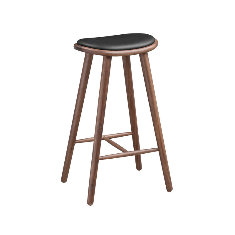 Taburete contemporáneo de la madera maciza sin espalda con cojín de cuero