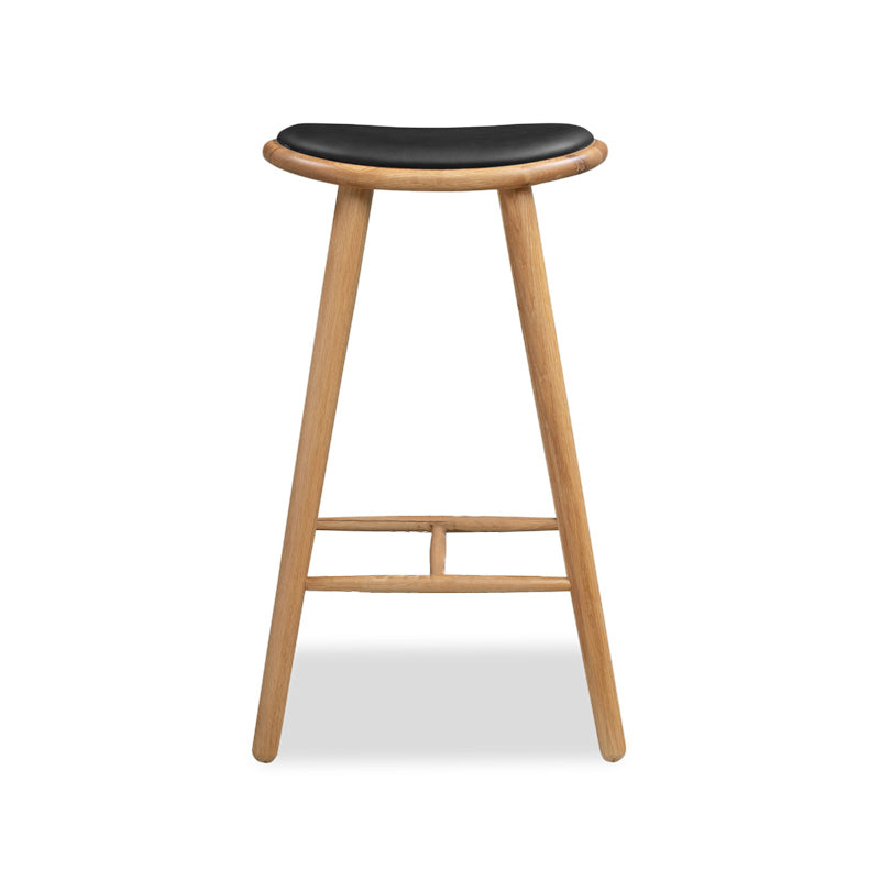 Taburete contemporáneo de la madera maciza sin espalda con cojín de cuero