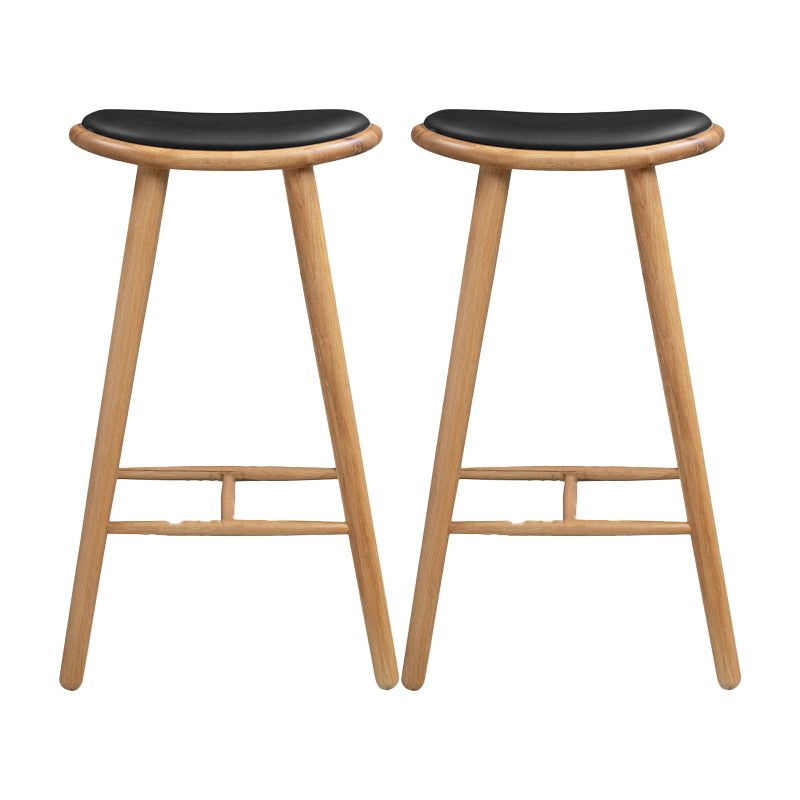 Taburete contemporáneo de la madera maciza sin espalda con cojín de cuero