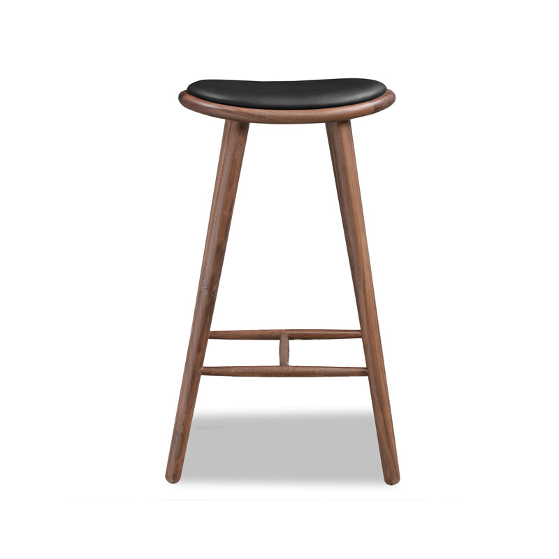 Taburete contemporáneo de la madera maciza sin espalda con cojín de cuero