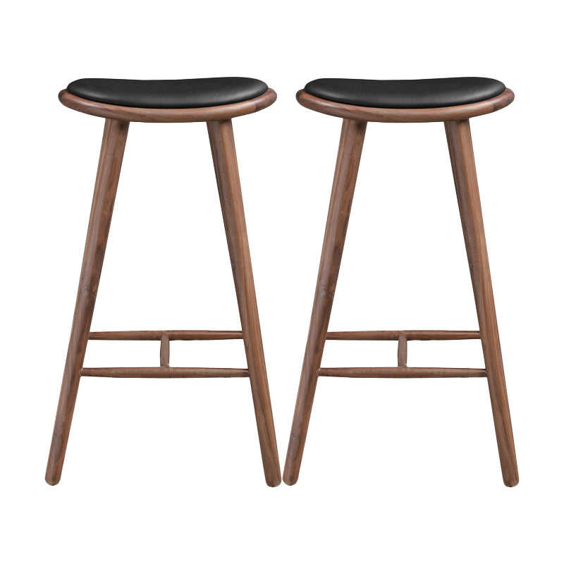 Taburete contemporáneo de la madera maciza sin espalda con cojín de cuero