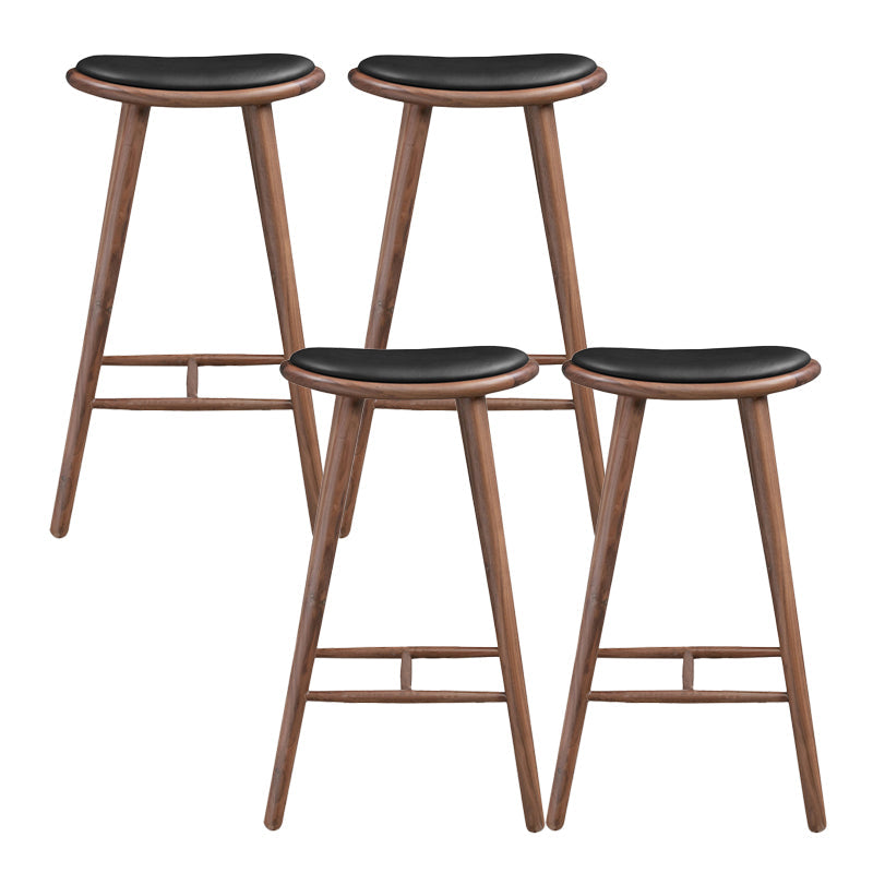 Taburete contemporáneo de la madera maciza sin espalda con cojín de cuero