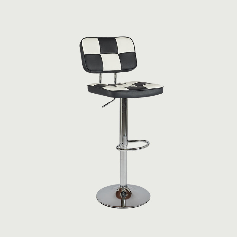 Modern Adjustable Backrest Counter High Stool with Leather Cushion