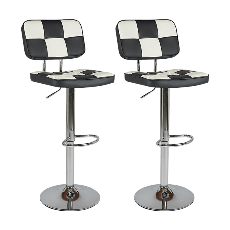 Modern Adjustable Backrest Counter High Stool with Leather Cushion